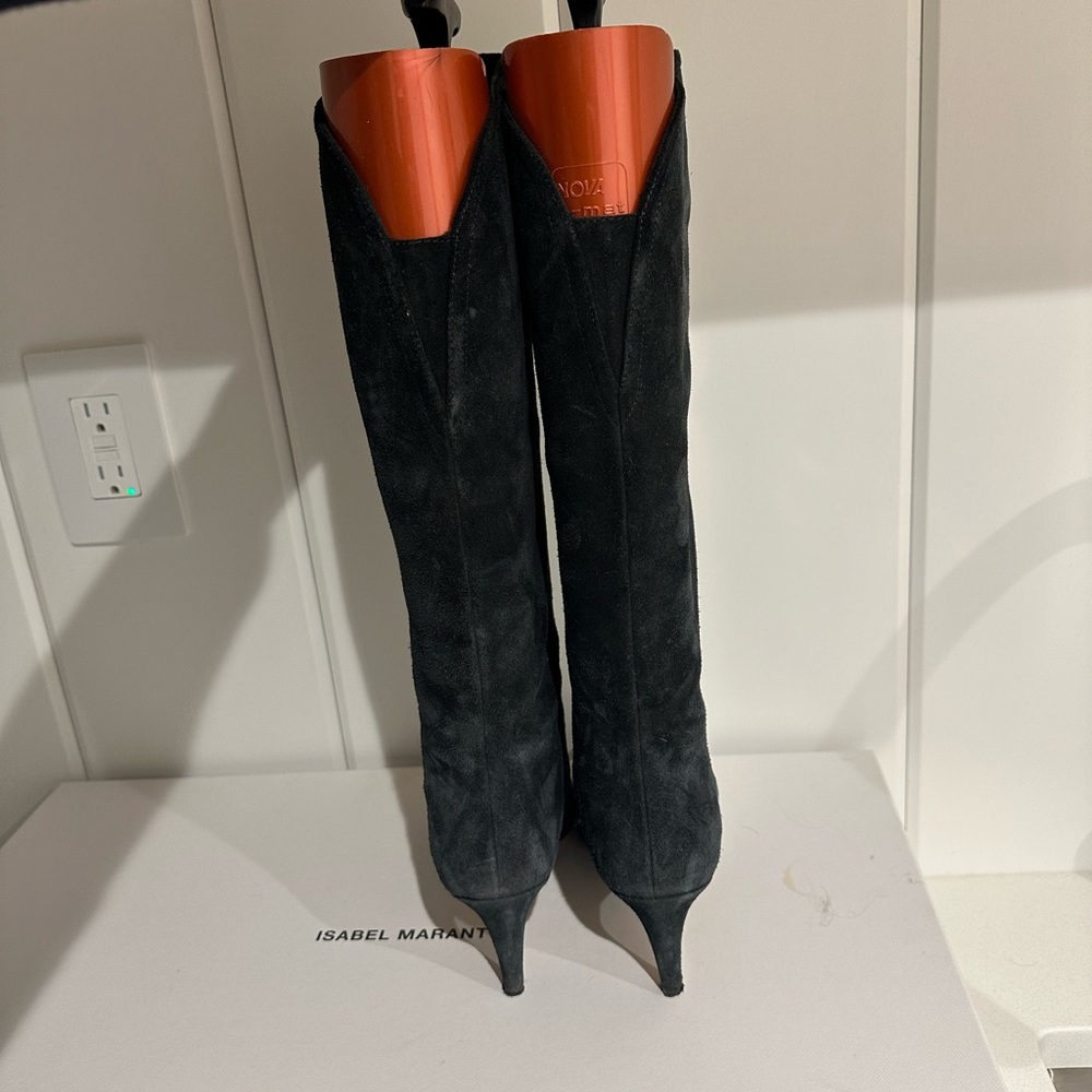 Isabel Marant Black Suede Knee-High Boots - Picture 5 of 10